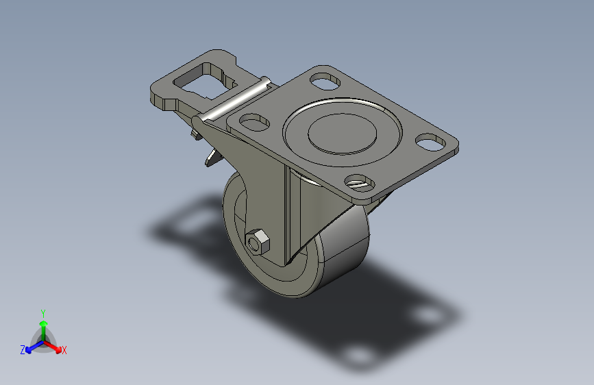 中载型脚轮-万向带塑料双刹型_JDD-50