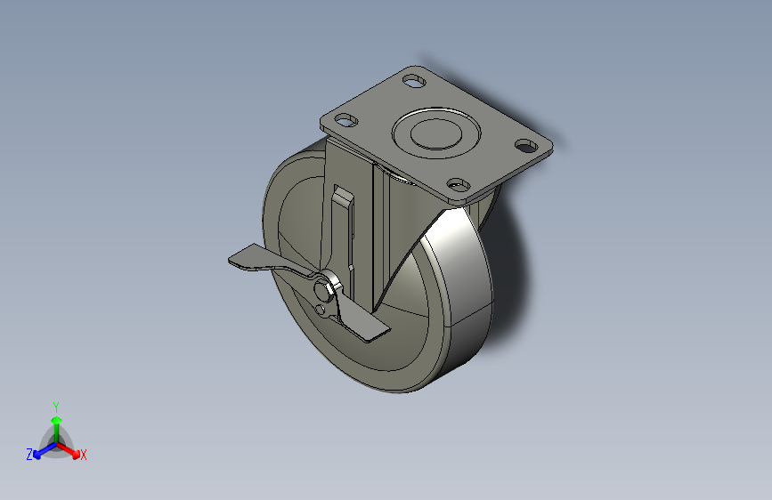 中载型脚轮-万向带金属侧刹型_JDC125
