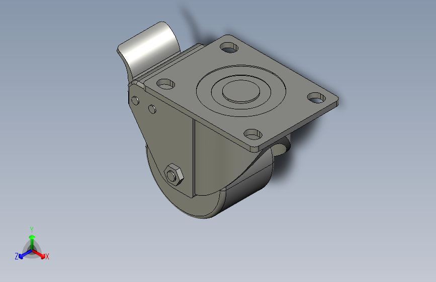 低重心重载型脚轮-万向带塑料单刹型_JCD-75