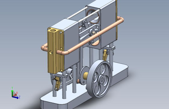 摆动十字头四缸实验蒸汽机