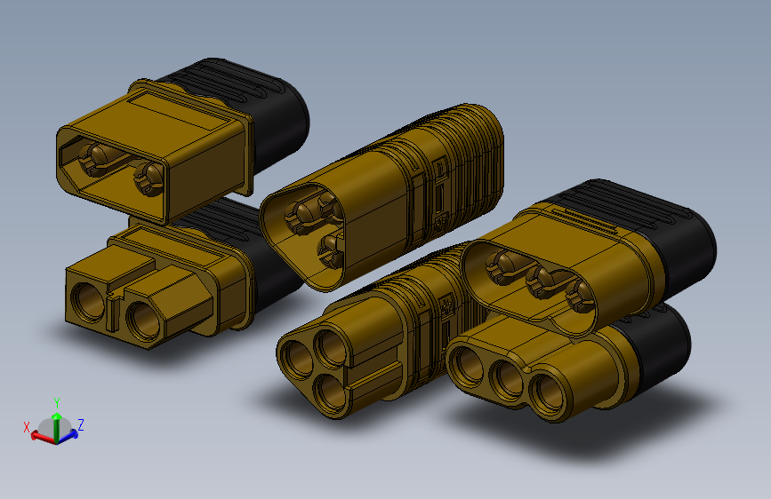 XT60h-MR60-MT60常用插头 1731706_SOLIDWORKS 2016_模型图纸下载 – 懒石网
