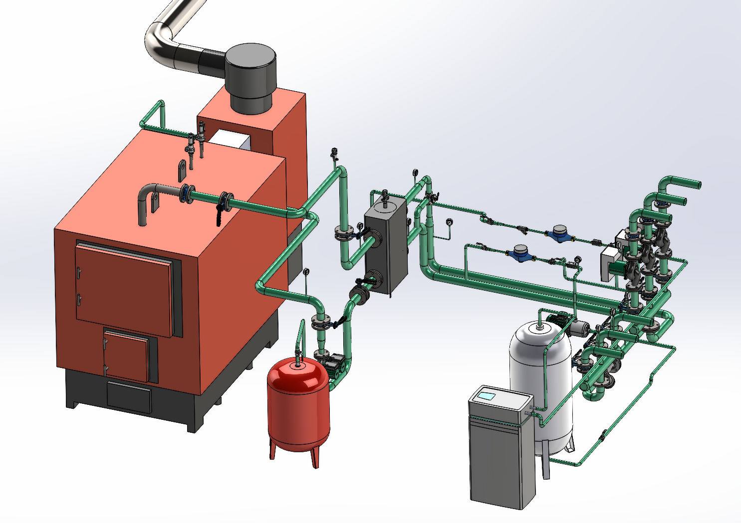 200kWt 固体燃料锅炉房 (1)