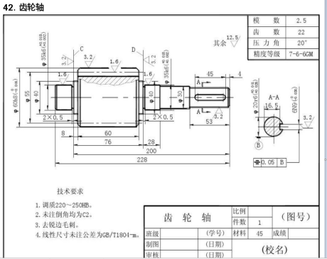 齿轮轴工艺及铣键槽夹具设计1065063【长度228】