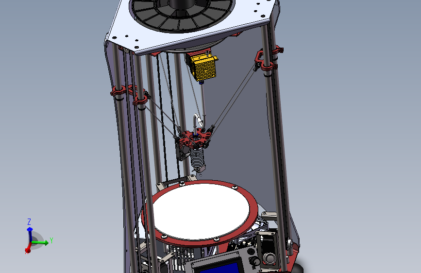 基于并联臂结构的3D打印机设计图纸及三维模型557021