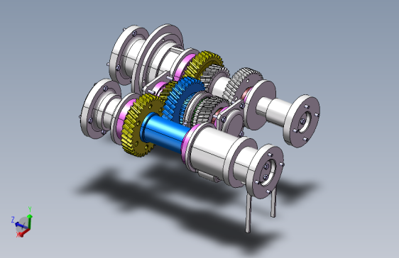 汽车分动器内部齿轮结构