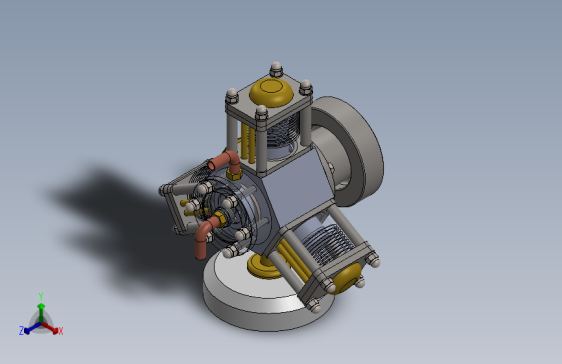 三缸径向蒸汽发动机