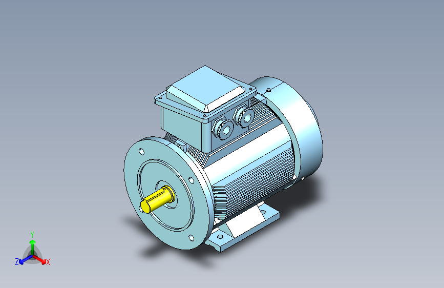 YX3-80～132高效率三相异步电动机-基座带底脚、端盖上有凸缘（带通孔）[YX3-90S-4]