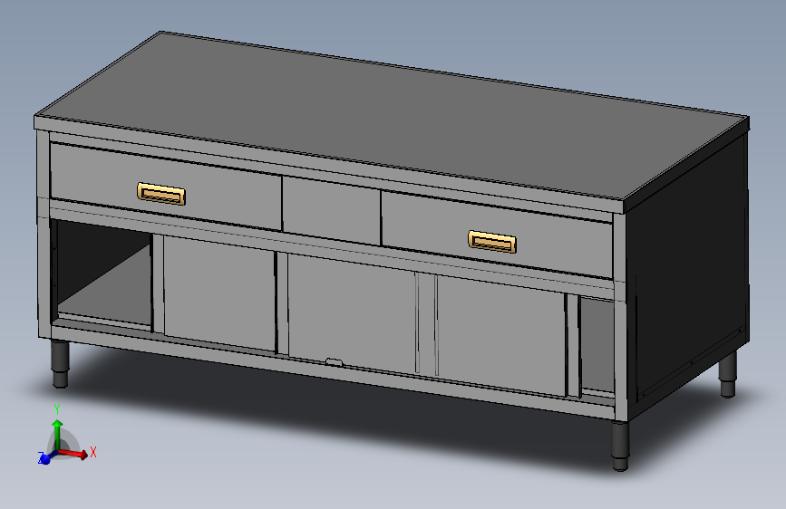 单拉门抽屉工作台