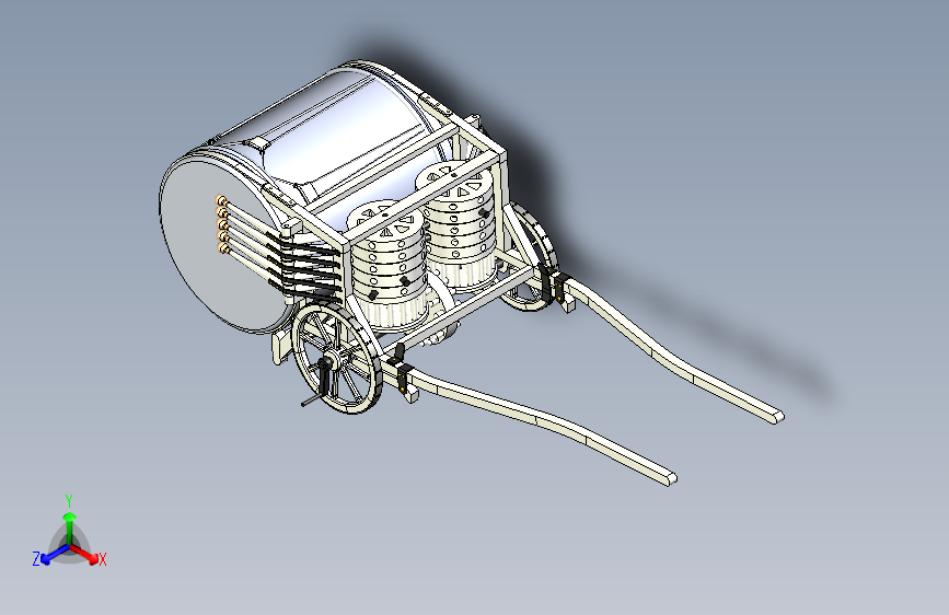 达芬奇草图复原机械战鼓