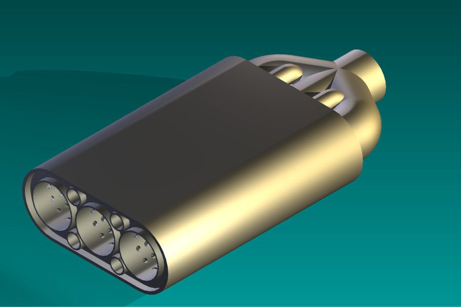 016-消音器-消声器2-B渲染图像 STEP STL