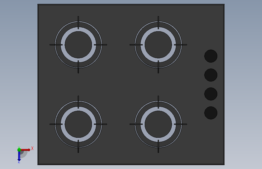 顶装式四头炉灶