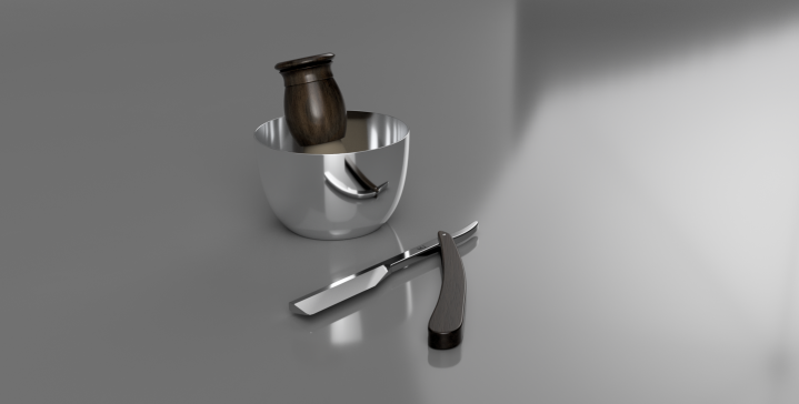 015-剃须刀-直剃刀套装模型 STEP STL