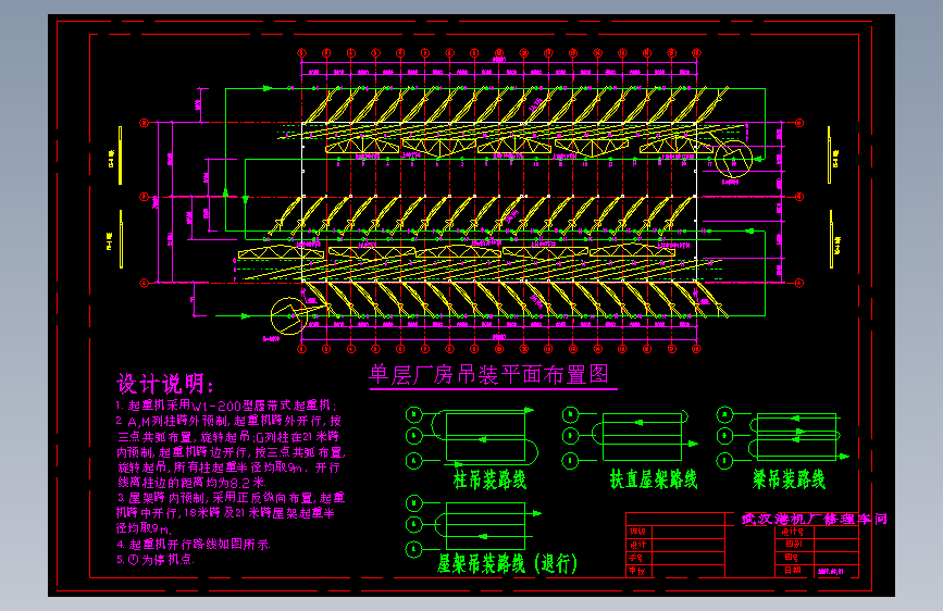 单层厂房吊装平面布置图（课设图）