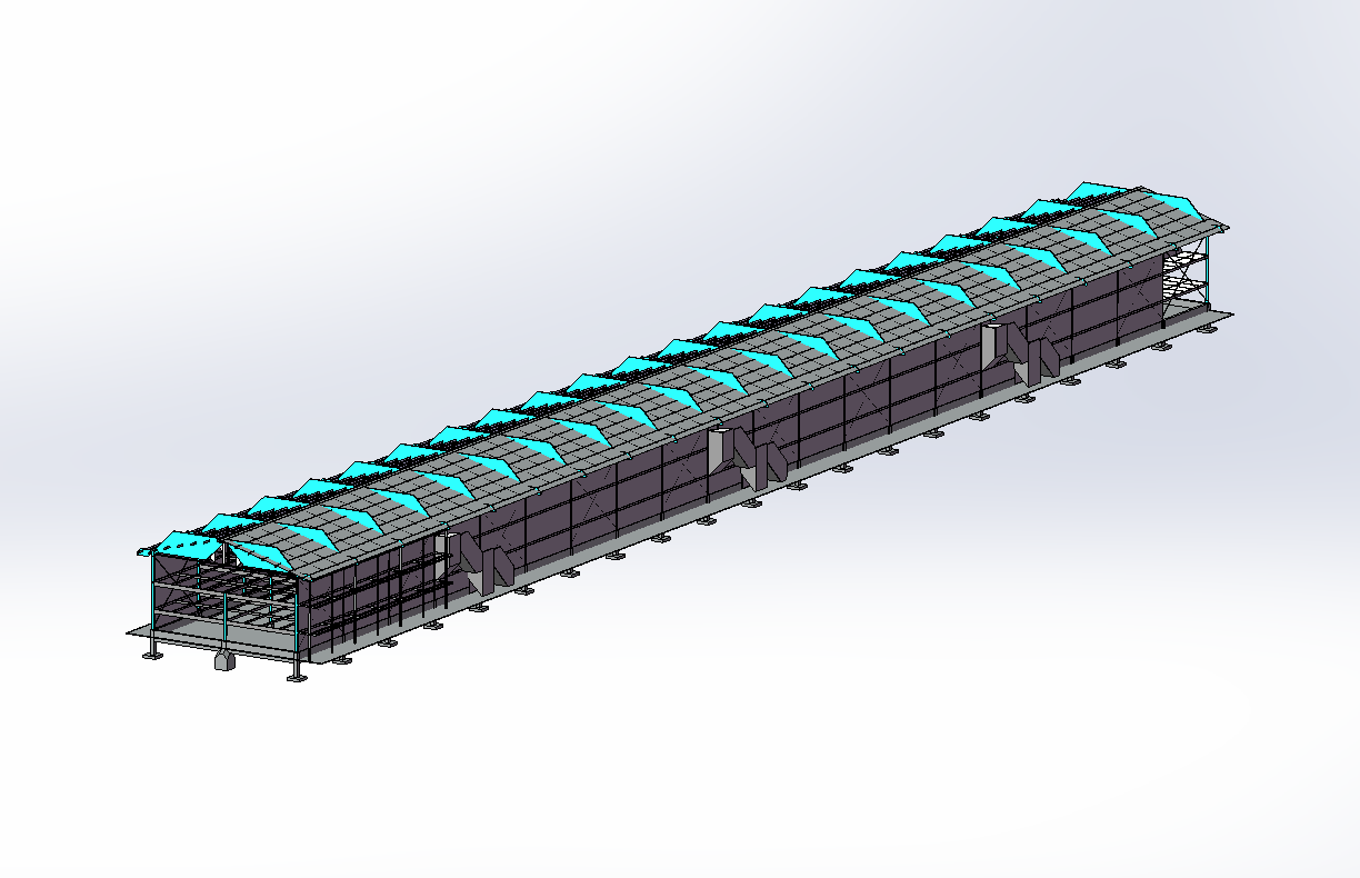 三层阶梯式笼养结构工业化鸡舍