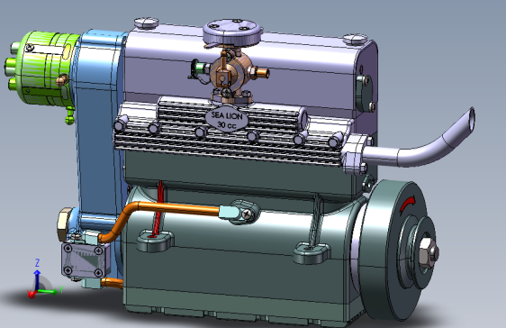 Sea Lion 30cc发动机3D数模图纸 CATIA设计
