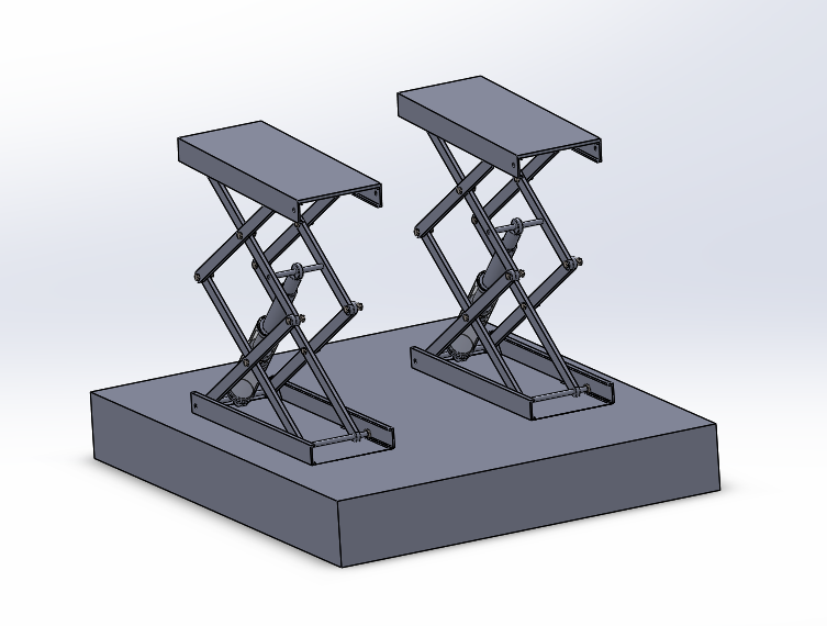 液压剪叉式升降台三维设计（升降机含三维SW模型+CAD图纸+说明书）