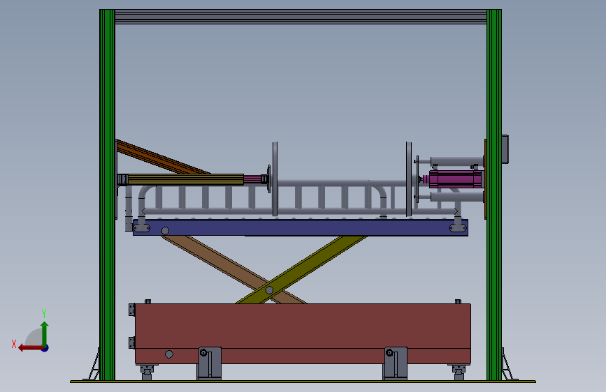 多功能液压升降台+SolidWorks三维模型=含三维SW模型 背面视图