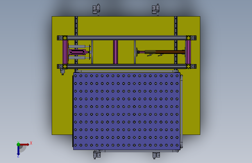 多功能液压升降台+SolidWorks三维模型=含三维SW模型 俯视图