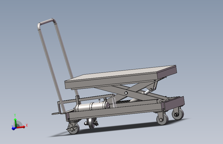 滚轮脚踏式液压升降平台车设计含三维SW===1419868===1000