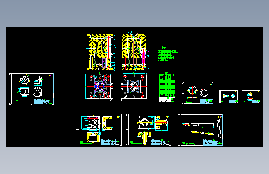 硅胶按键模具2D全部图档