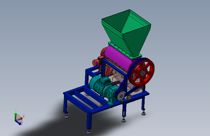 小型青皮核桃去皮机设计带SolidWorks三维模型