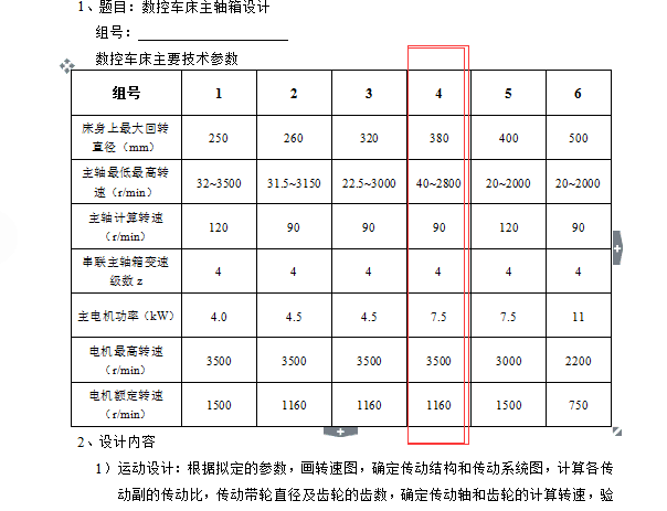 数控车床主轴箱设计回转直径380mm【转速40-2800 90 4级 7.5KW】4组