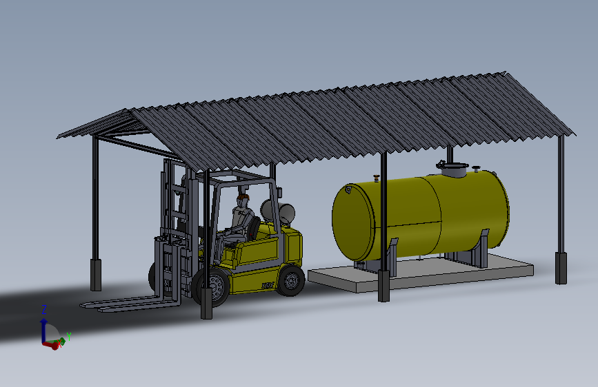 （叉车摆放）雨棚设计模型