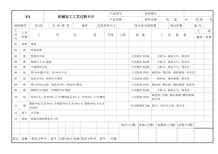 瓦盖加工工艺及铣结合面夹具设计【含CAD和文档】==1491964