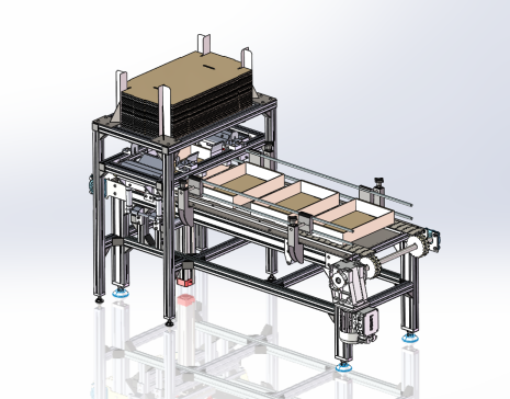 自动自锁纸箱托盘成型机step+SW+creo