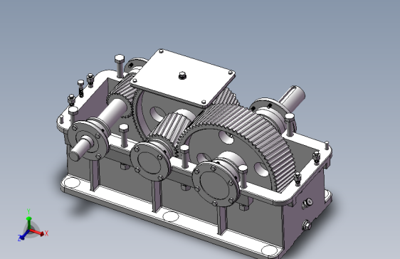 同轴式二级圆柱齿轮减速器（滚筒直径300带速0.65转矩1300）-带说明书