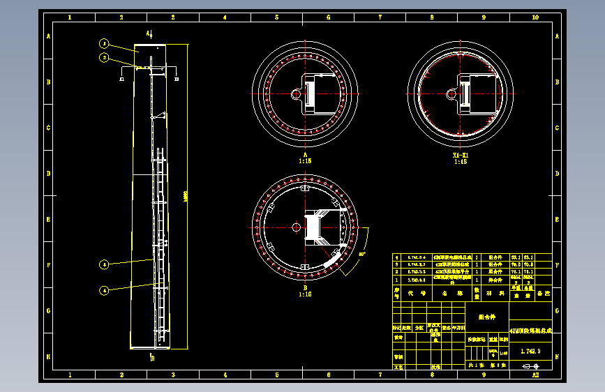 风力发电机组42m塔架图纸cad 1493601