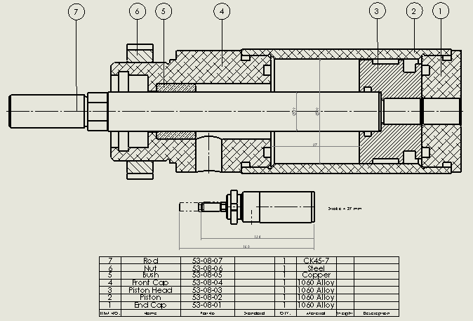 A0000333-双作用气缸(带前支架 - 螺母)32x12x27毫米