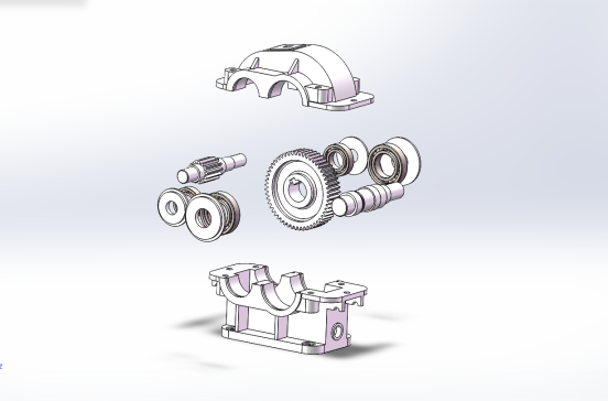 最简易一级圆柱减速箱 STEP格式