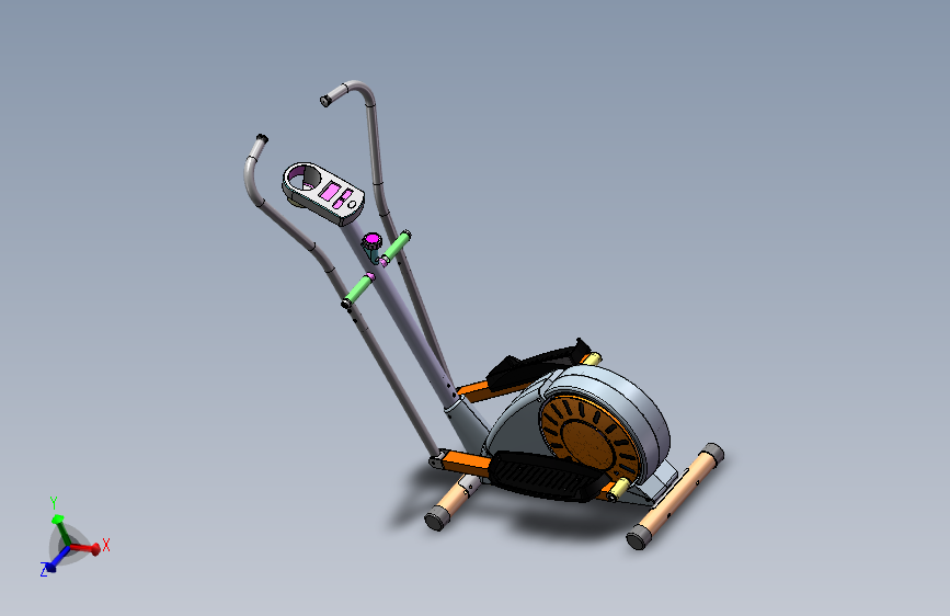 健身椭圆机设计-家庭用健身器械SW三维图+9张CAD图纸+说明书