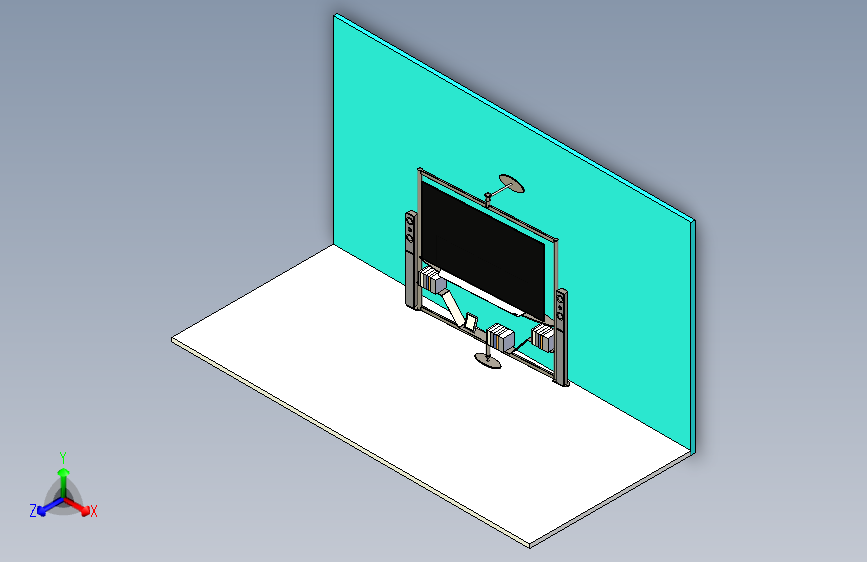 A0000517- 65英寸电视不锈钢支架带扬声器和书架