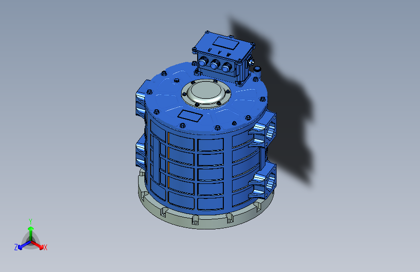 电动汽车水冷永磁同步电机三维图
