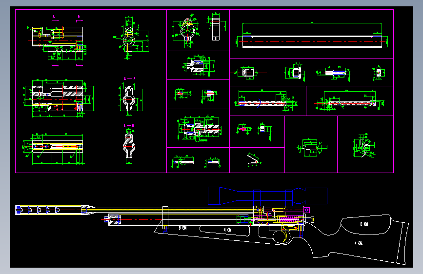 B50气步枪PCP机械加工精品图纸