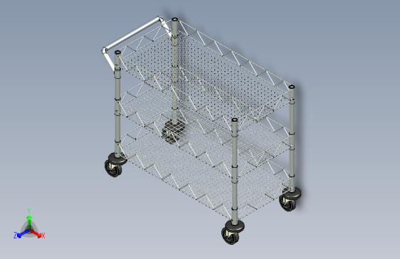 网格盘三层手推车
