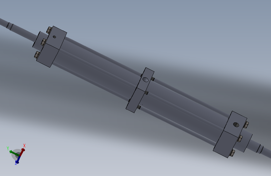 横拉杆气缸（带双杆和两个撑杆）32x12x124.5mm