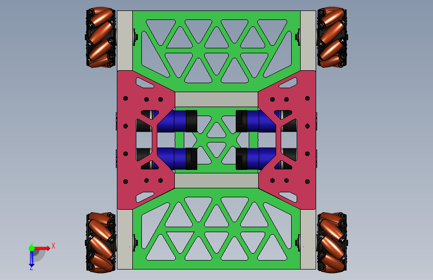 Axiom四轮macnam车底盘3D 俯视图