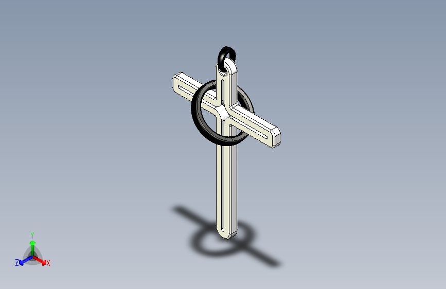 A3001007-碳十字吊坠和金戒指