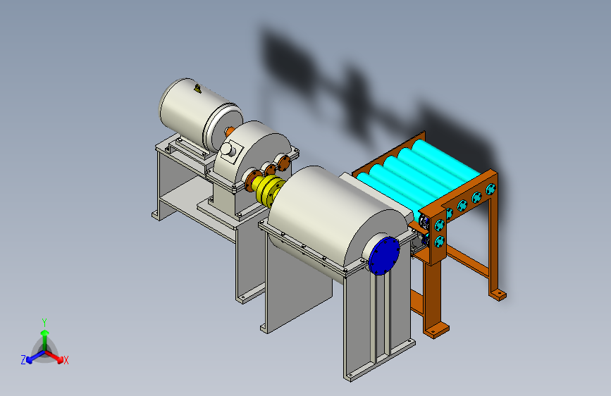 轮胎切碎机三维装配图颜色