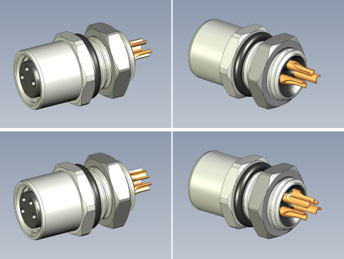 面板安装插座M8x1 F。。