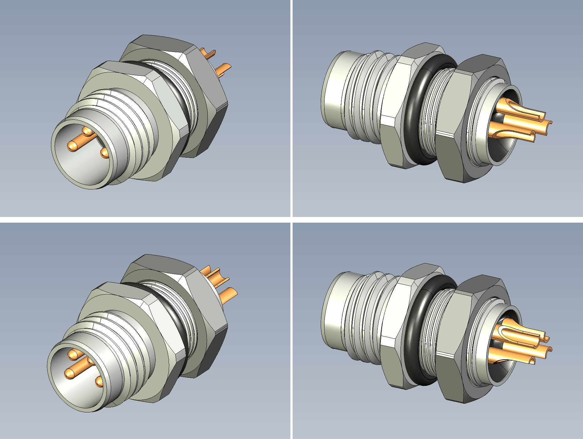 A0000775-面板安装插头 M8x1 公 3针 4针