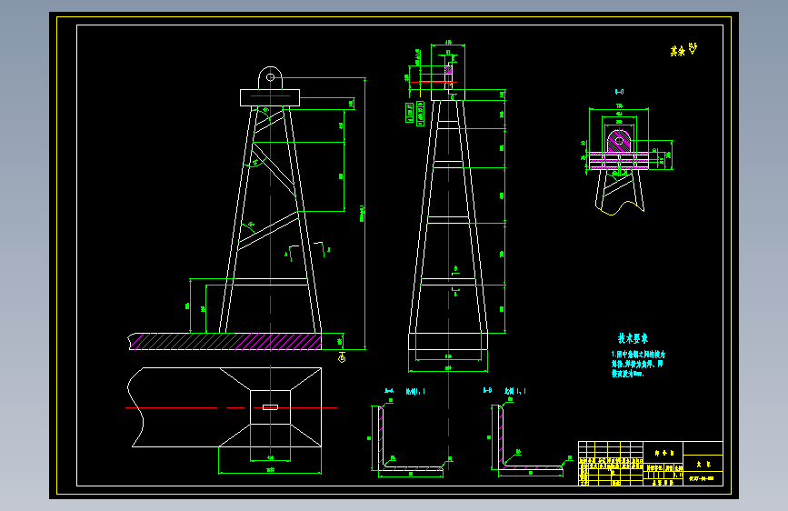 抽油机械系统设计常规型cad图说明书非标设备装置配