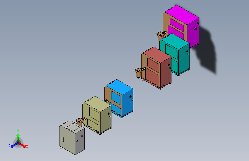 6种型号干冷箱模型图