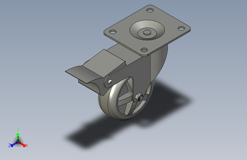 4寸平底平刹脚轮-100