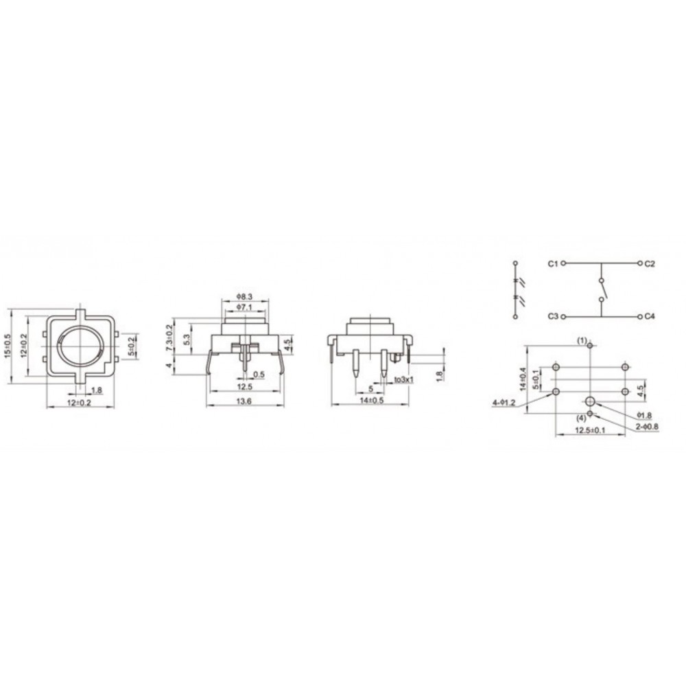 A3001387-LS12x12 LED 临时按下按钮