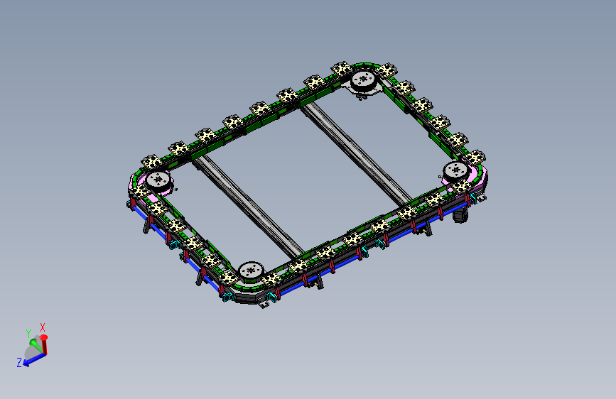 同步带矩形环形多工位轨道