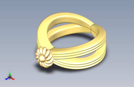 B3001225-金色交叉戒指和螺旋图案
